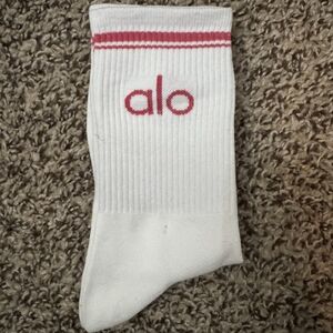 Alo Yoga Unisex Half-Crew Socks White And Pink New Without Tags Size Medium